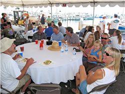 San Diego Watermen & their families confer with supporters & researchers at dockside meeting.