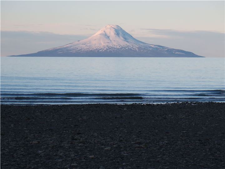Mt. Augustine Volcano, seen from the proposed Pebble Mine Port