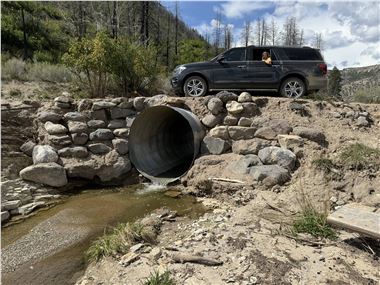 Stream channel road crossing and culvert